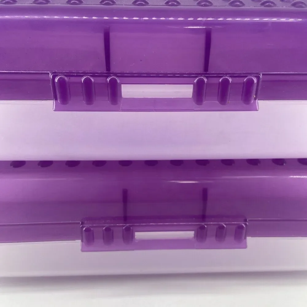 2 SpaceMaker Pencil Box Purple Top Clear Bottom Back To School Organizer